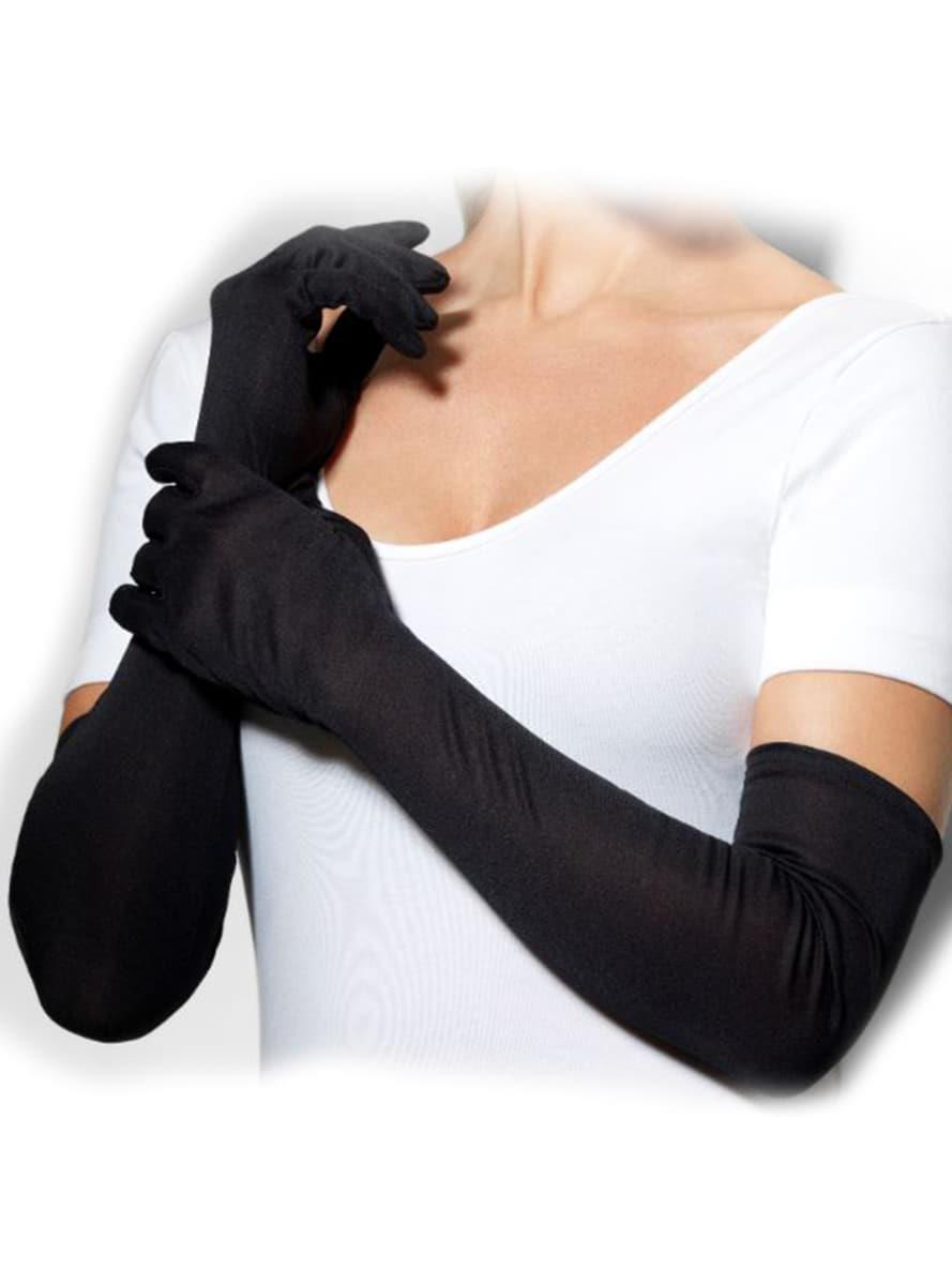 Women's Black Elbow Length Gloves (55cm)