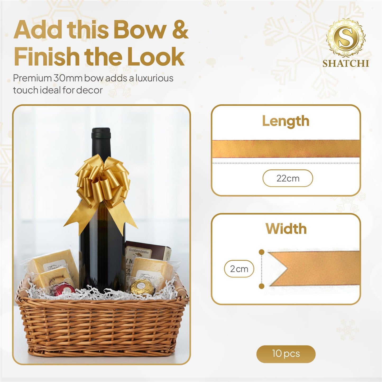 10 Gold Pullbows - 30mm