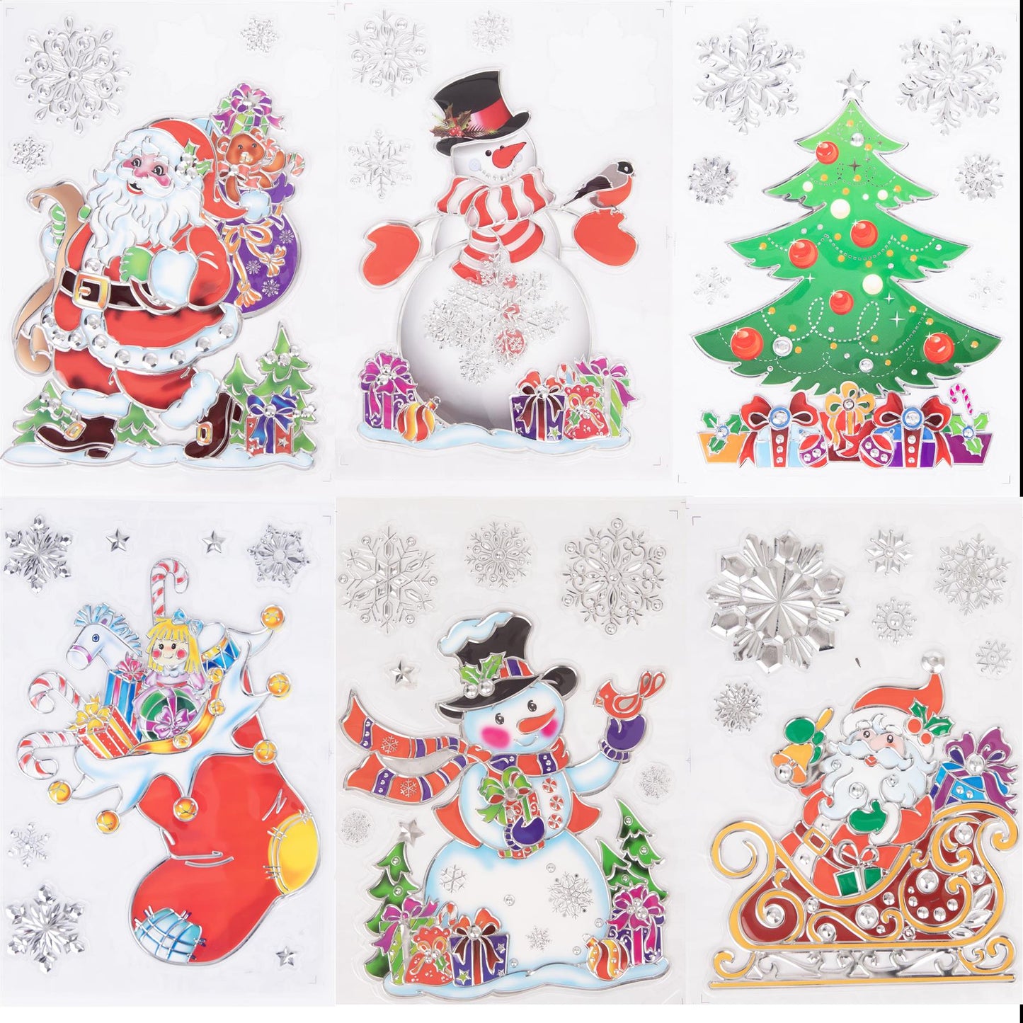 3D Window Stickers - 6 Assorted Sheets (40 Stickers), Each Sheet Size 23x38cm