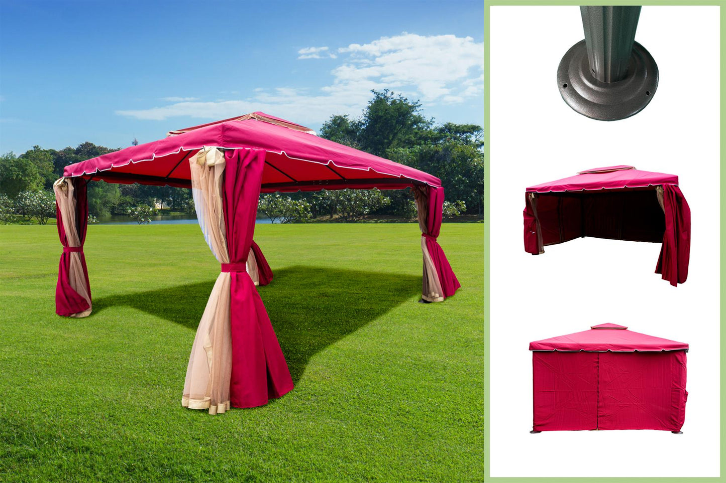 3x4x2.75m Red Gazebo with Nets