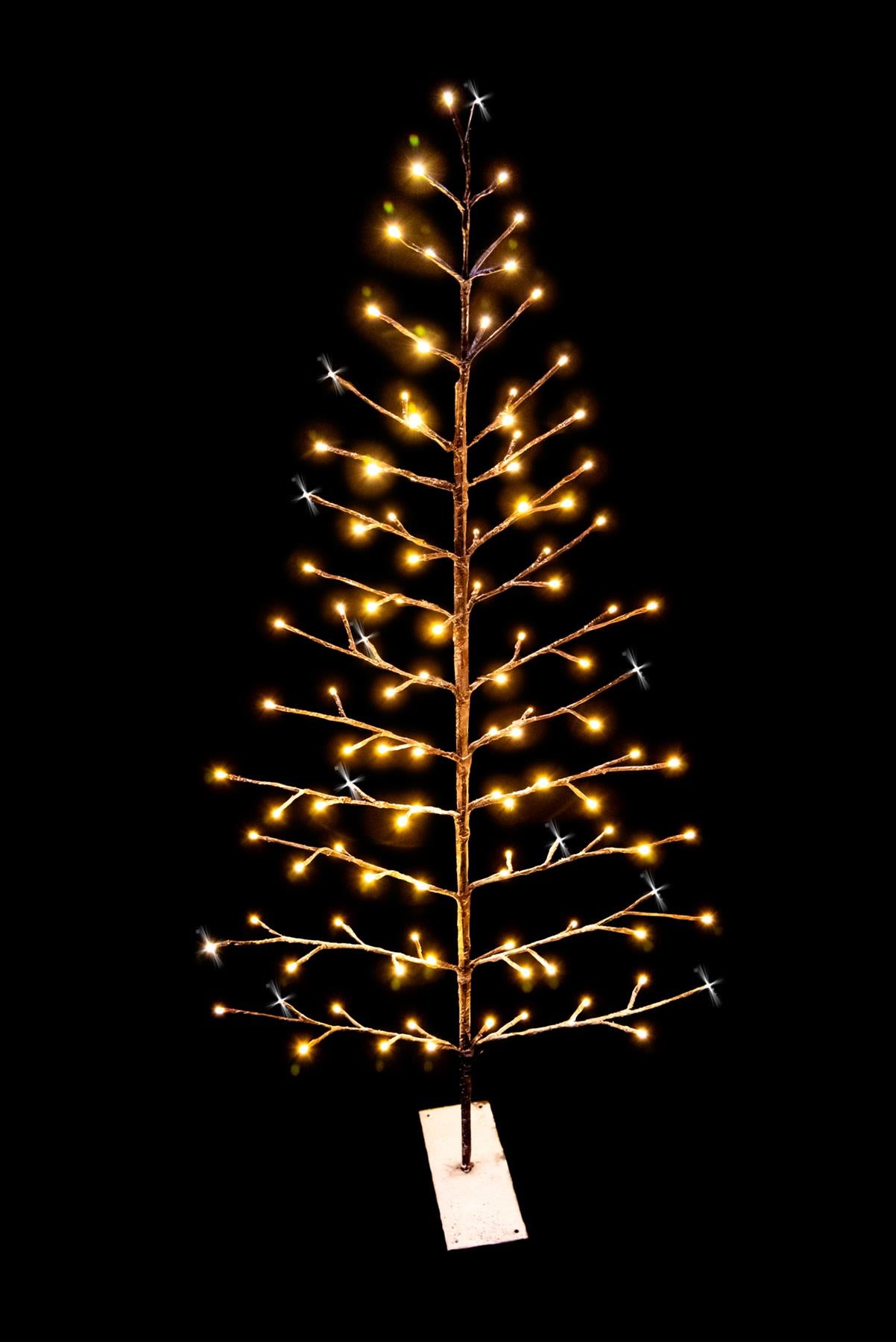 6 Feet Pre-Lit LED Snowy Brown Christmas Tree 180cm