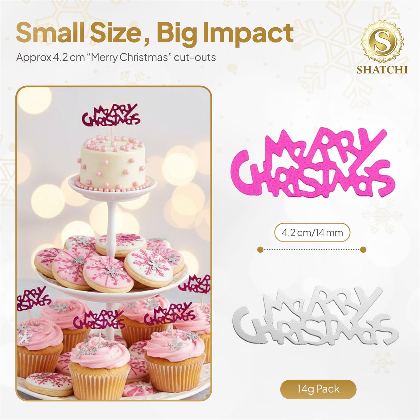 Xmas Merry Christmas Metallic Confetti - Table Party Sprinkles