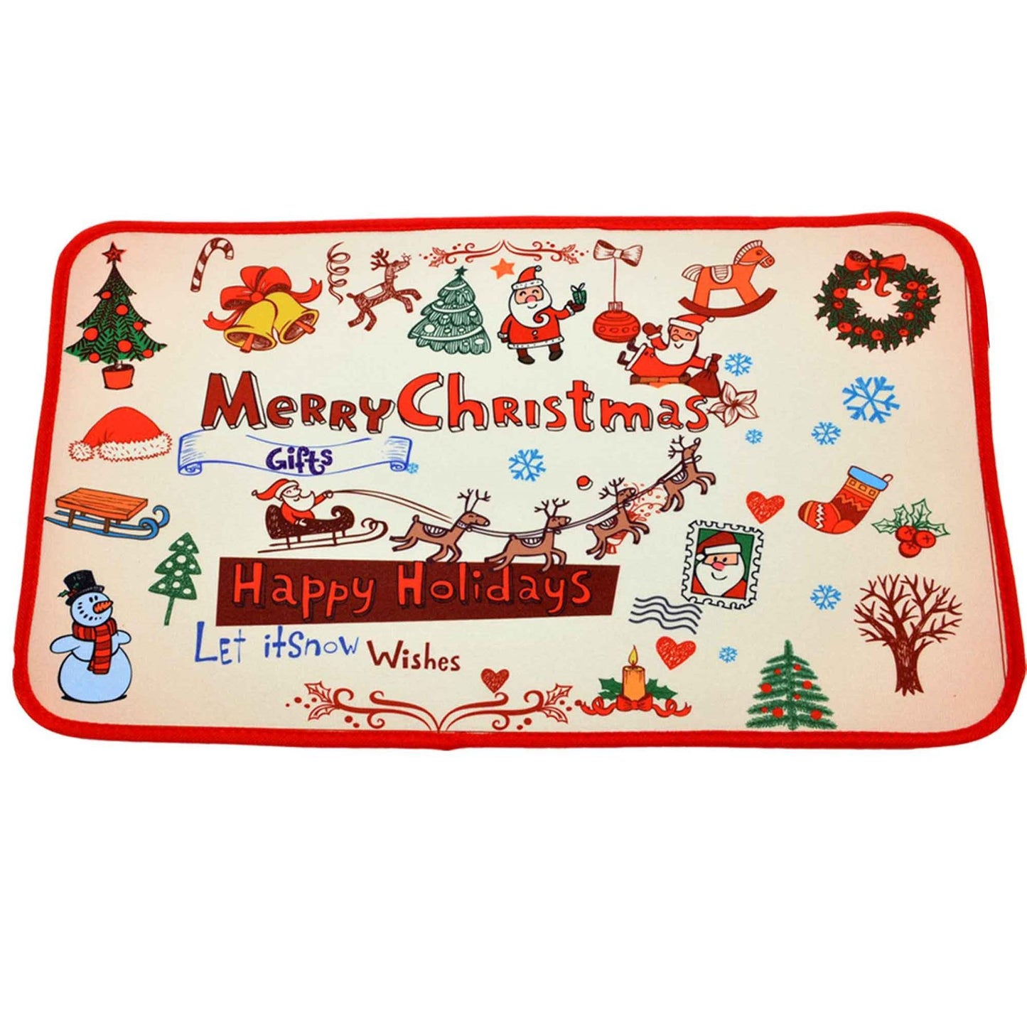 6 Pcs Christmas Door Mats - Assorted Santa Xmas Floor Rugs