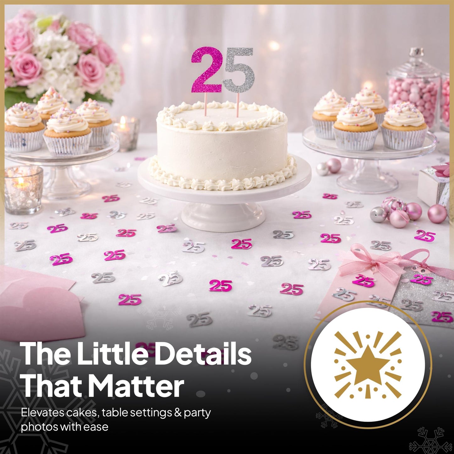 25th Birthday Confetti in Pink & Silver, 14g, 1 Pack