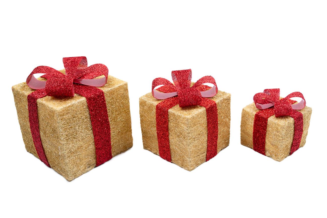 Gold Sisal Giftbox with 20 LEDs