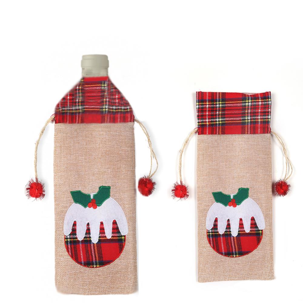 Christmas Wine Bottle Cover, Christmas Pudding 15x35cm