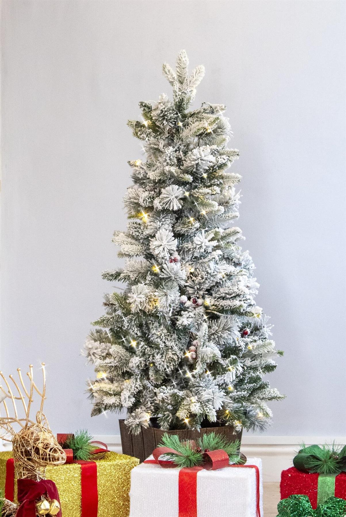 120cm Flocked Porch Tree with Plastic Pot