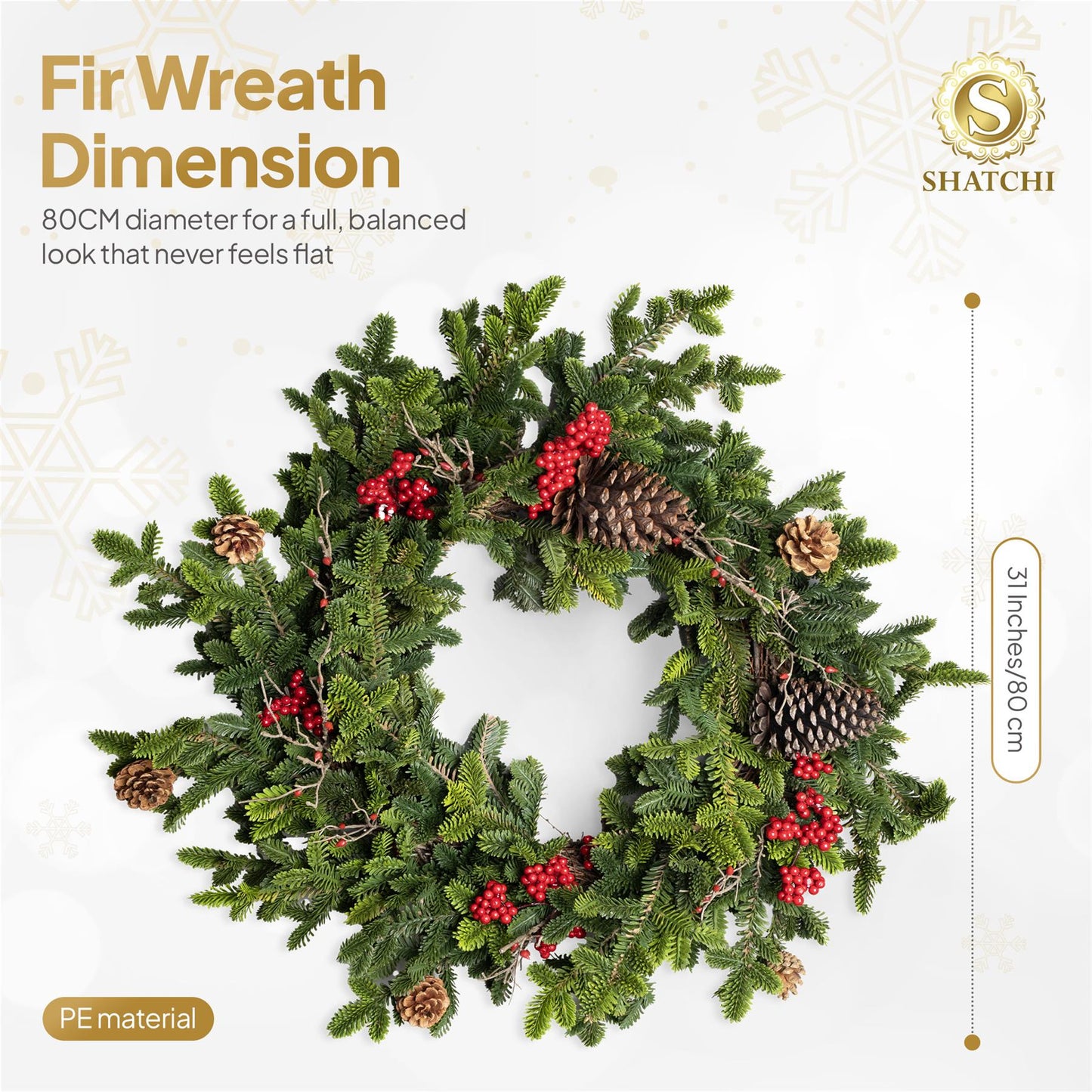 80CM FIR WITH BERRIES AND PINE CONES WREATH