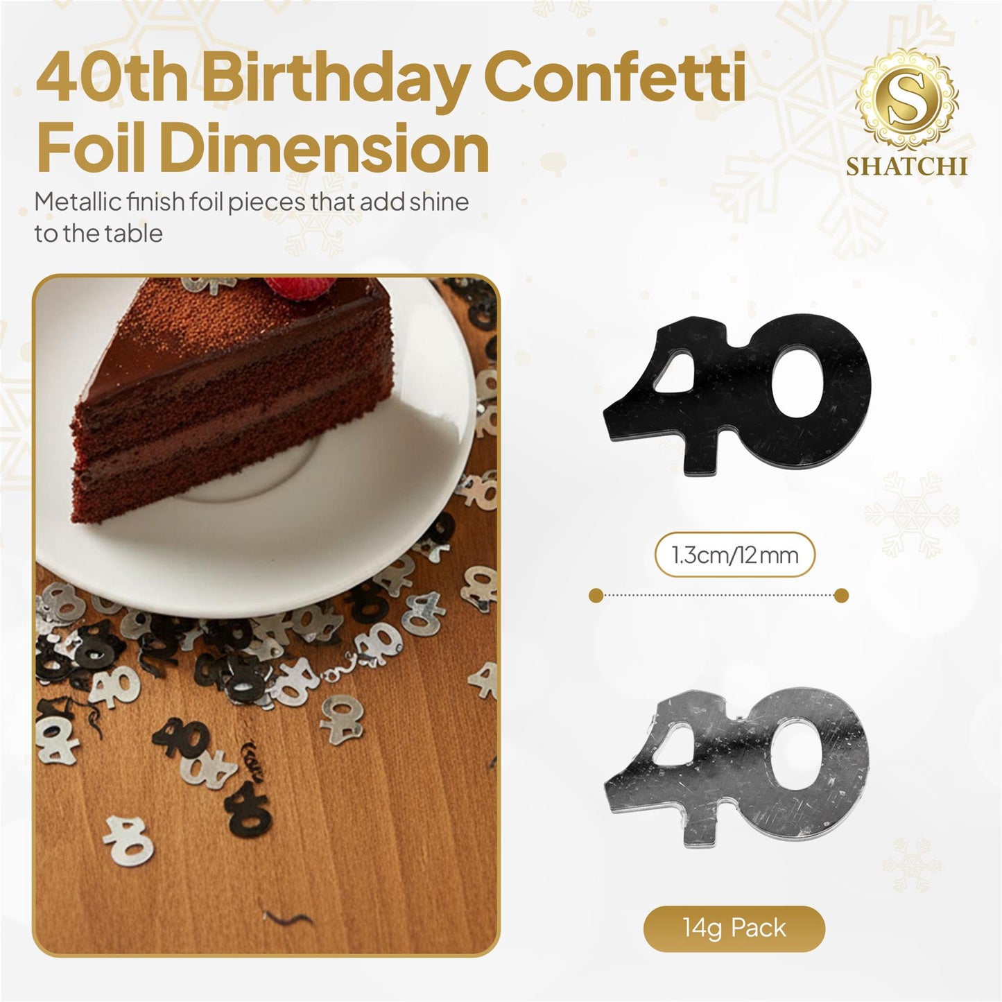 40th Confetti Black & Silver 14G 1PK