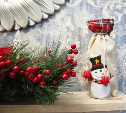 Christmas Snowman Wine Bottle Cover - 15x35cm