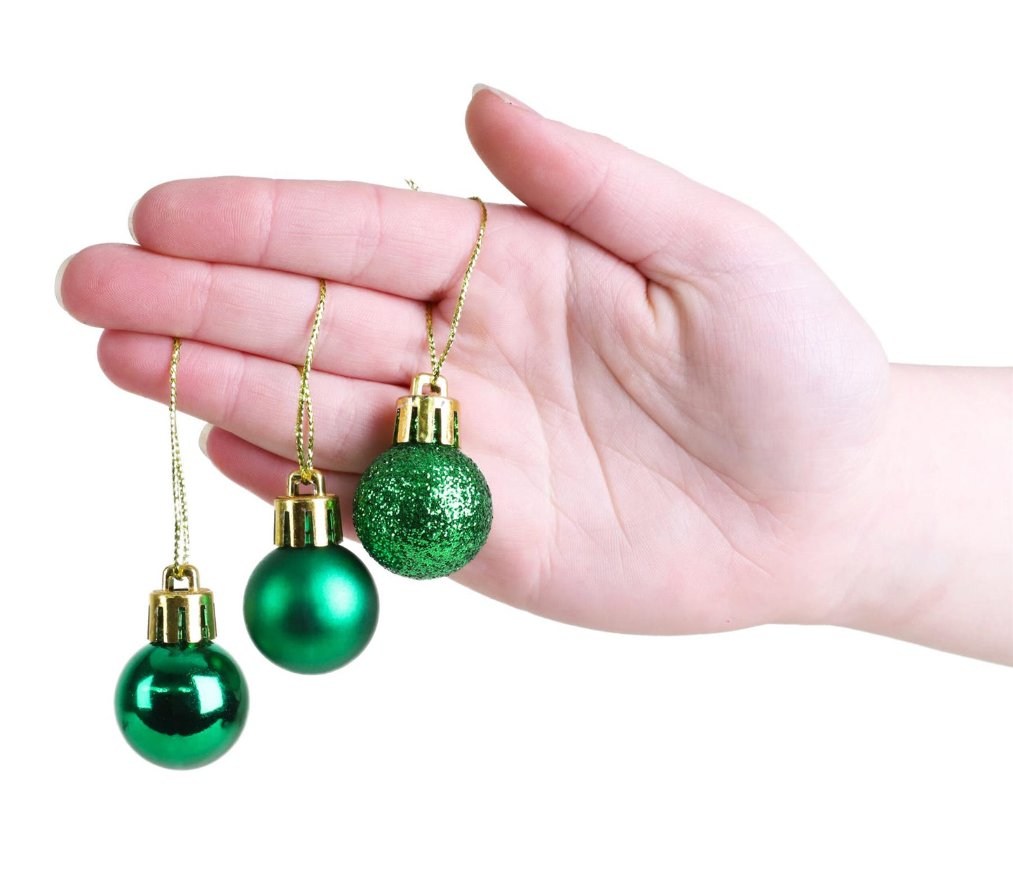 12 Green Baubles - 3cm