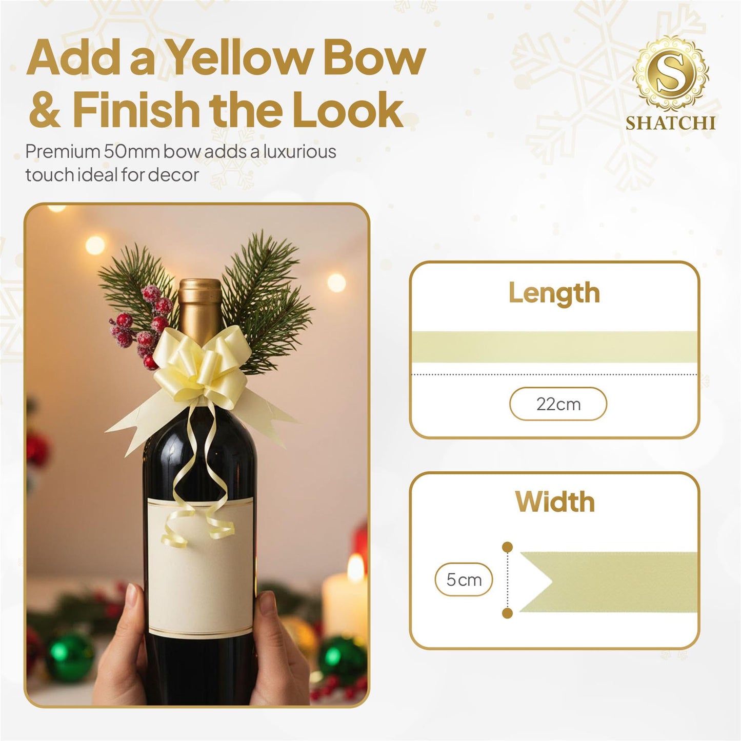 Shatchi 30pcs Light Yellow 50mm/5cm Pull Bows Gift Wrap & Hampers