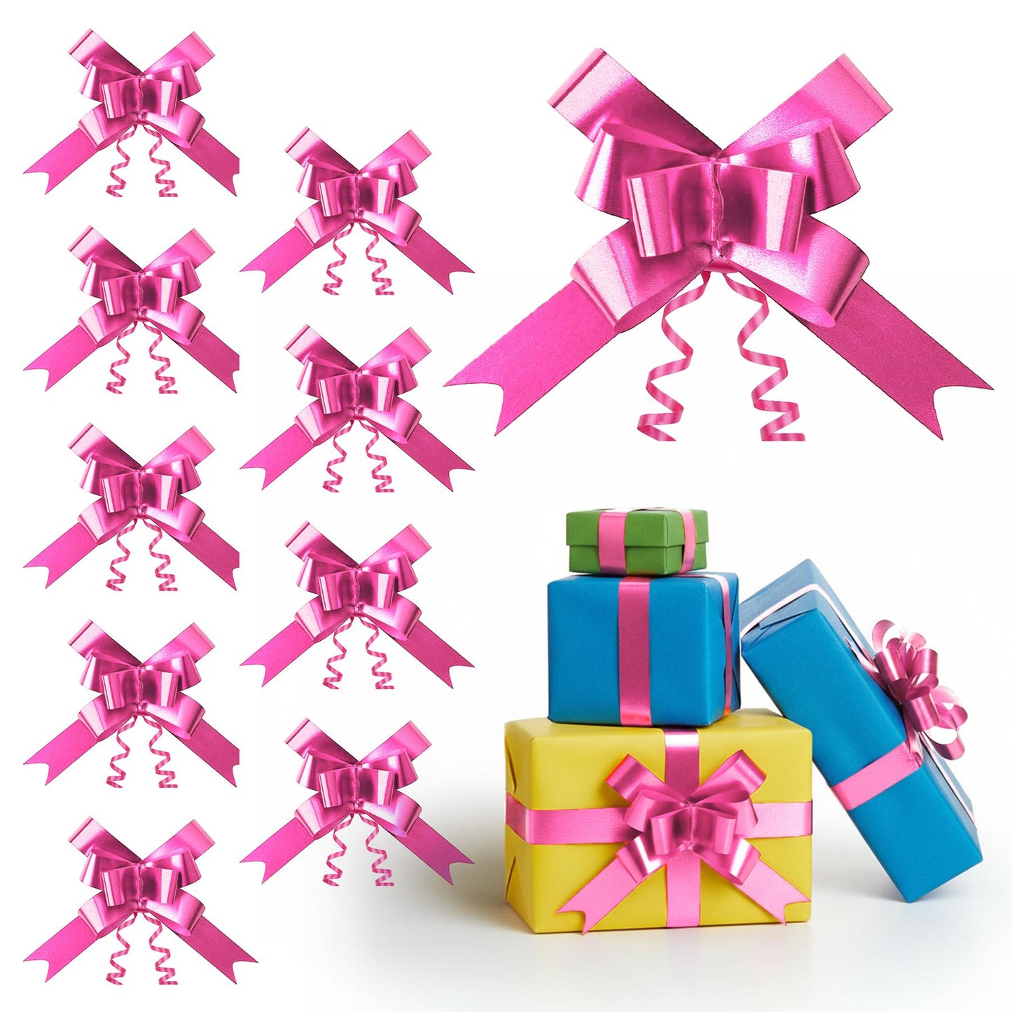 10 Hot Pink Pull Bows - 50mm