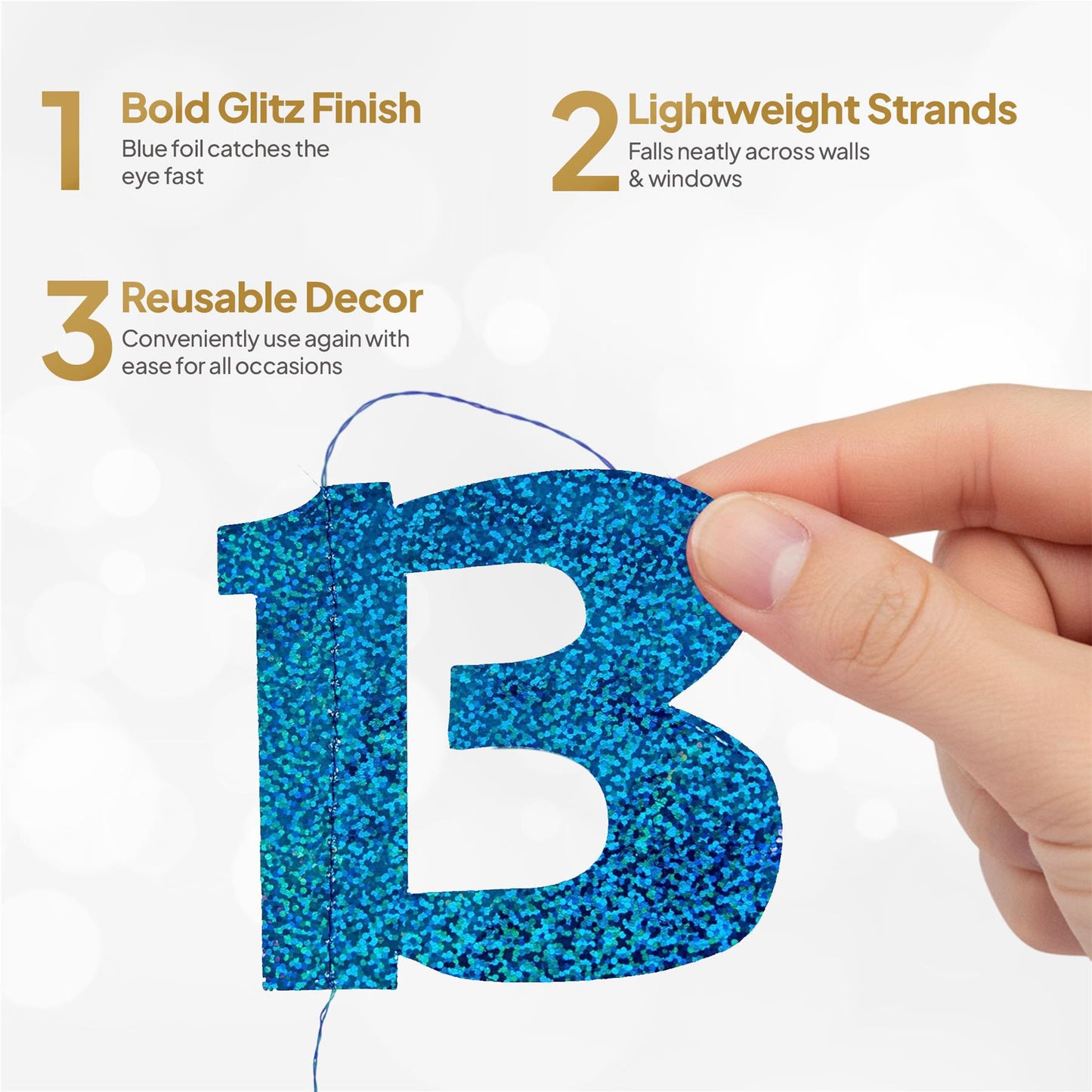 Shatchi 13th Glitz Blue Foil Hanging String Party Decorations Pack of 6