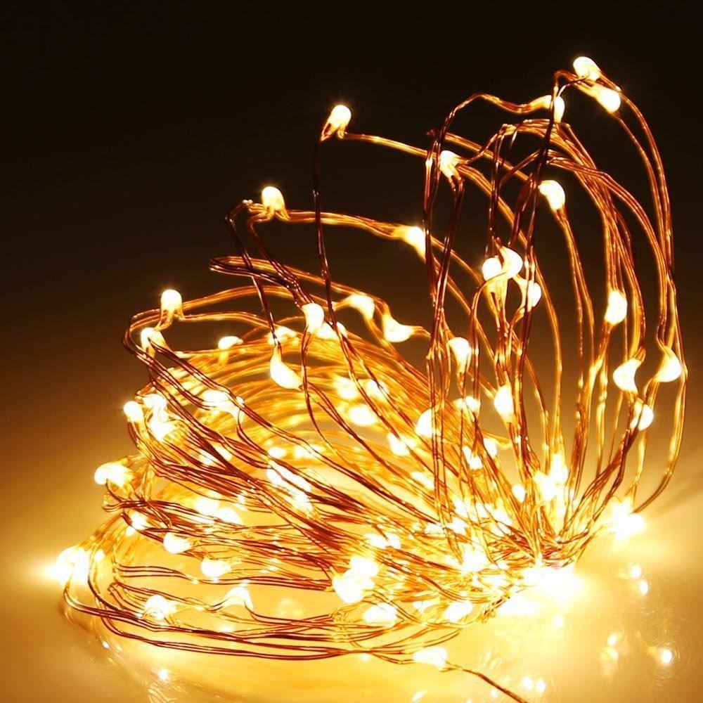 40 Sparkles Warm White LED Battery Lights - Gold Wire