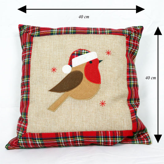 Christmas Pillow Cover with Robin 40x40cm