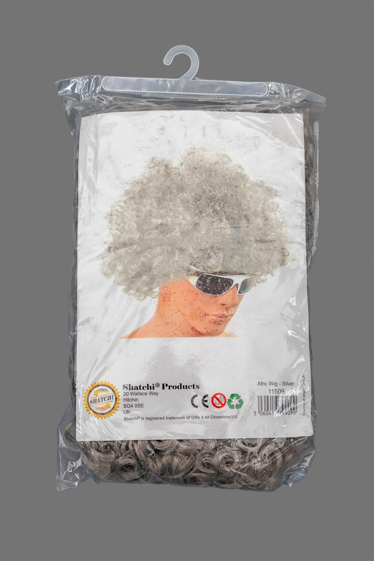 Grey Silver Curly Afro Wig