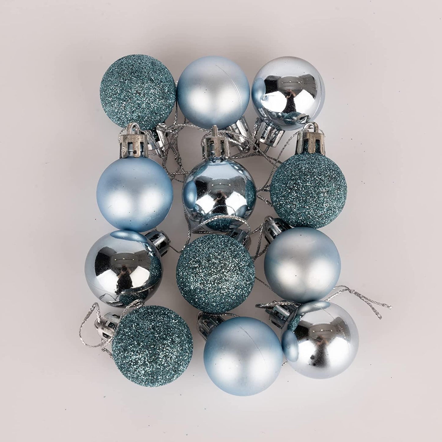 Set of 12 Light Blue 3cm Baubles (PVC)