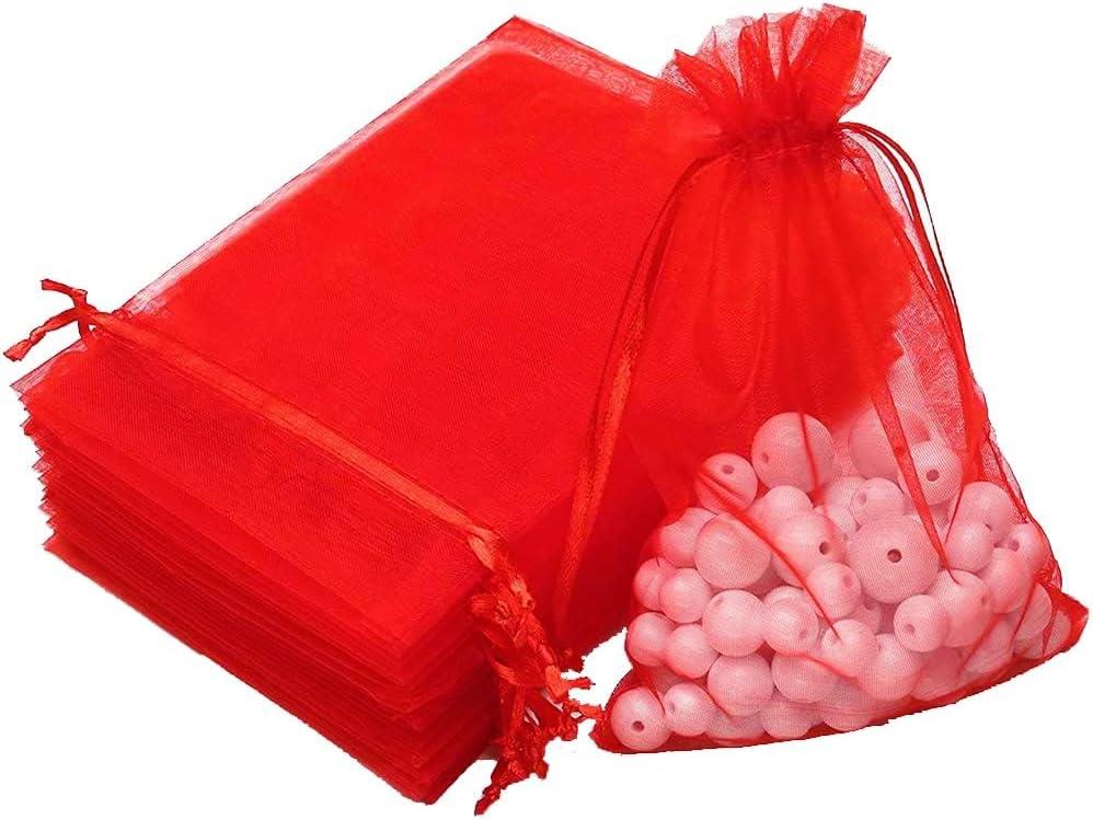 10 x 14cm Red Organza Gift Bags