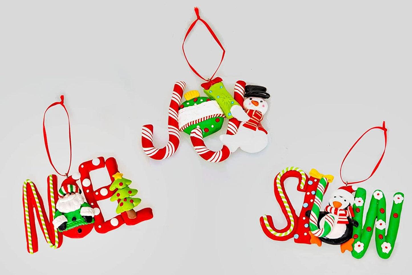 12pcs Ceramic Candy Cane - Joy, Noel, Snow