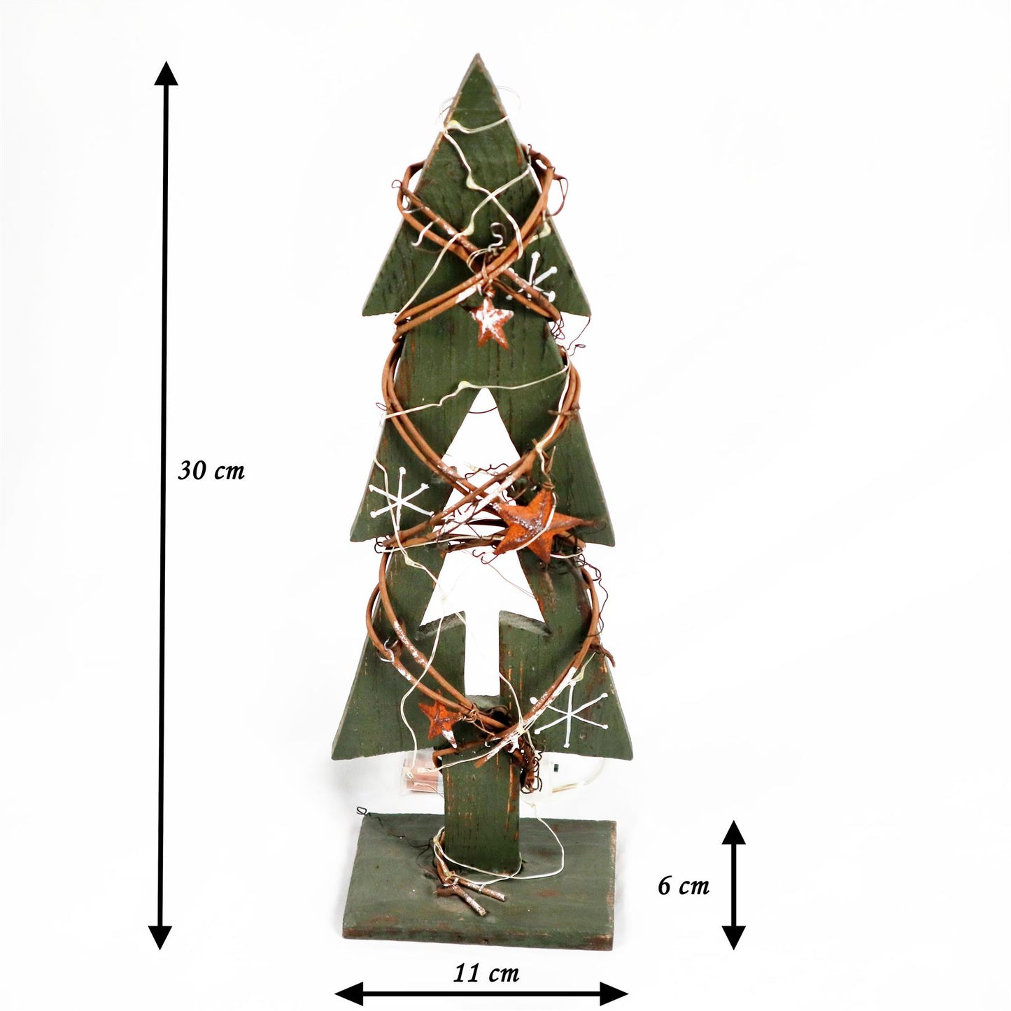 Green Tree with 20 LEDs - 11x6x30cm