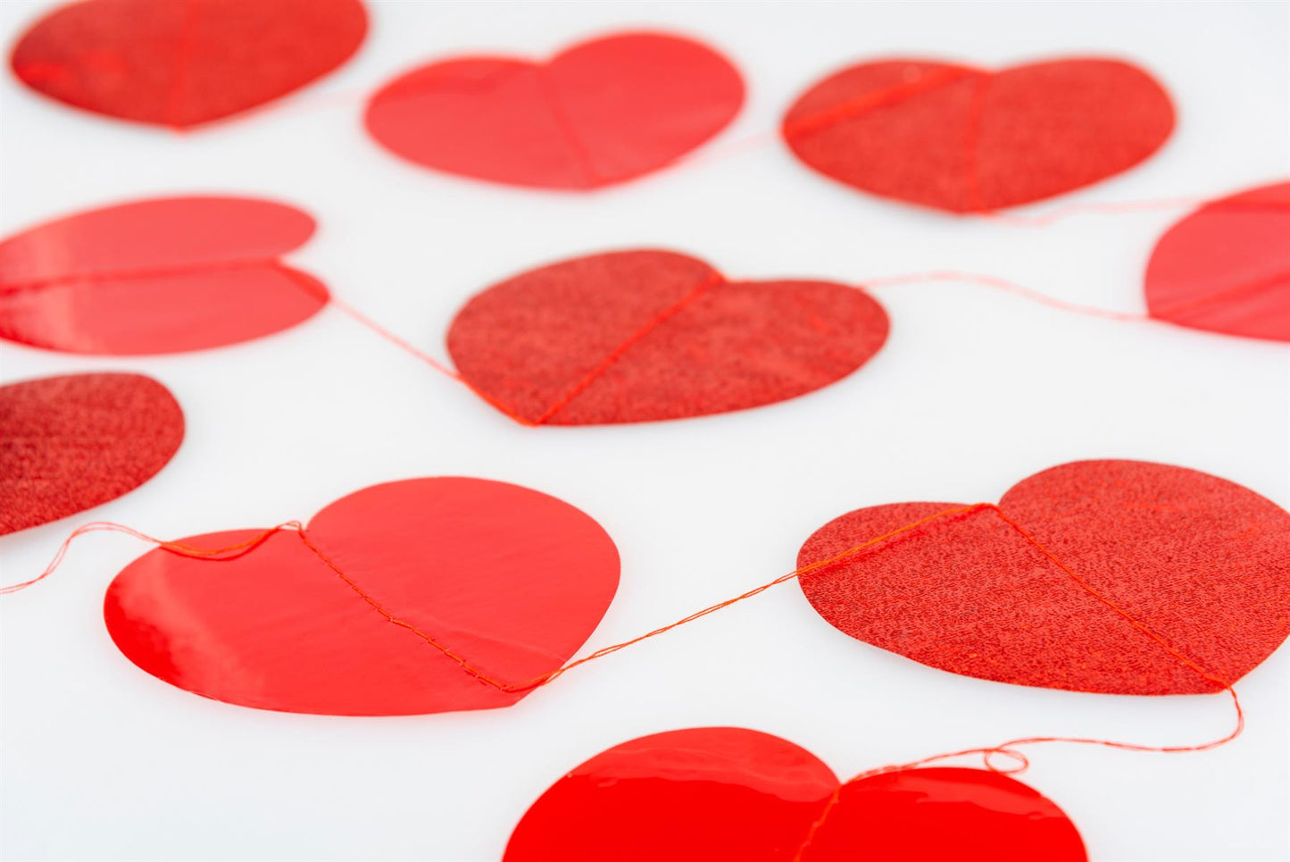 6 x 7ft Red Heart Hanging Strings