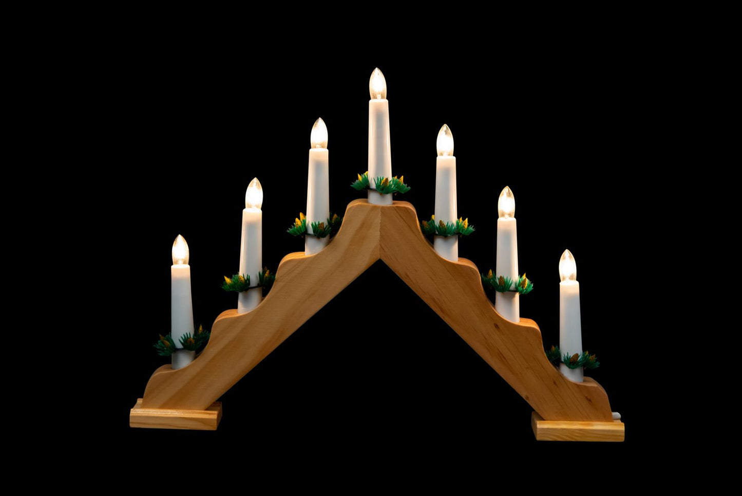 Wooden Candle Bridge Light - 7 Bulb