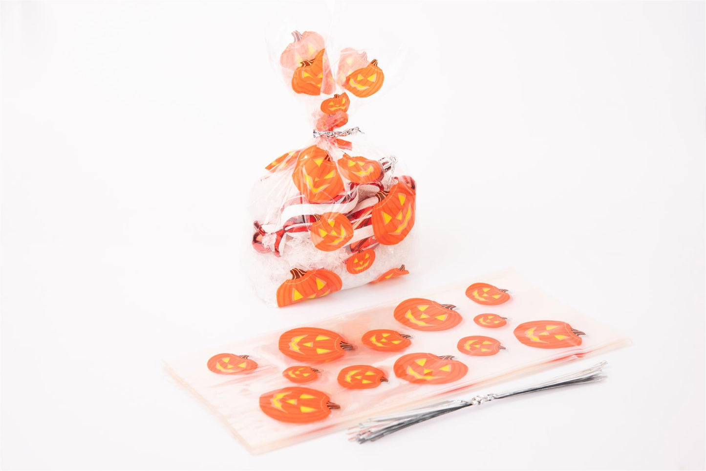 20 Halloween Pumpkin Cellophane Bags