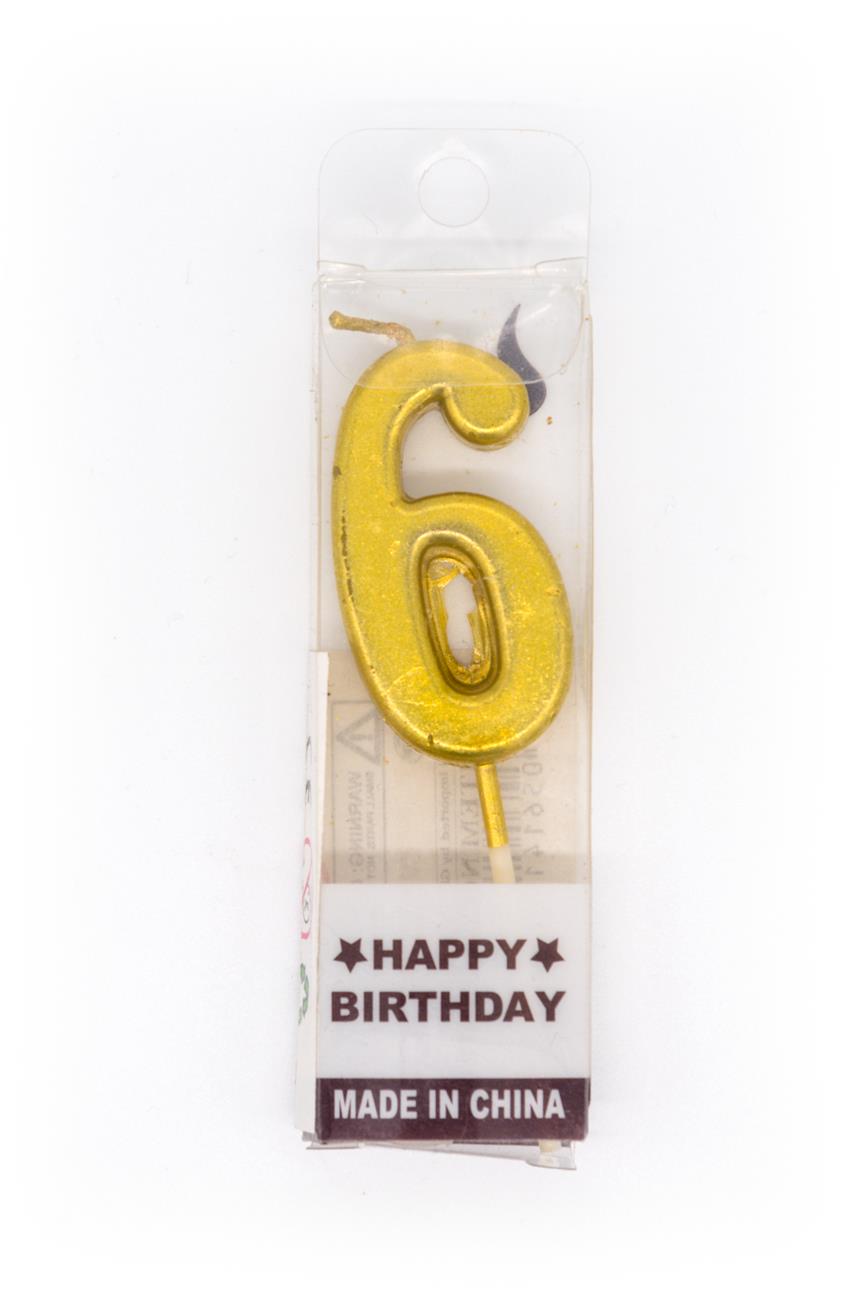 Gold 6 Number Candle