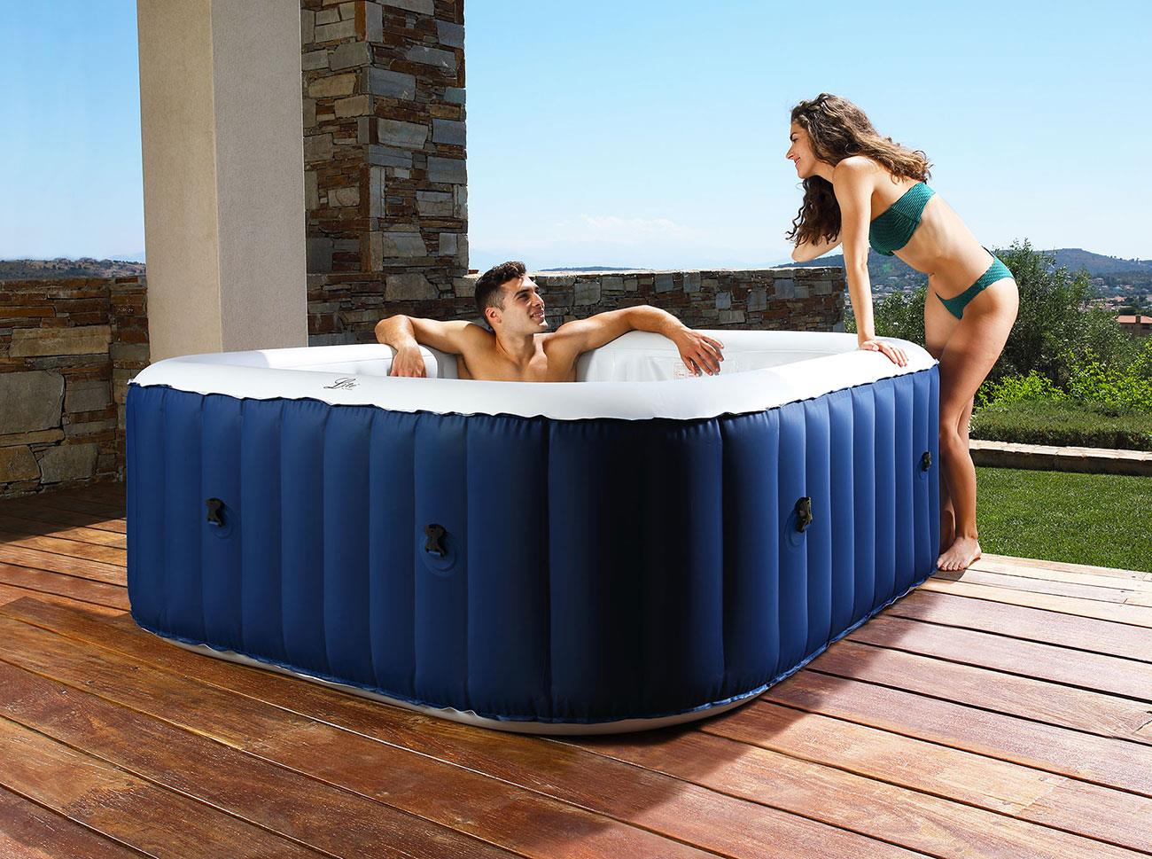 MSpa Lite Square 4 Bathers Hot Tub - Navy Blue