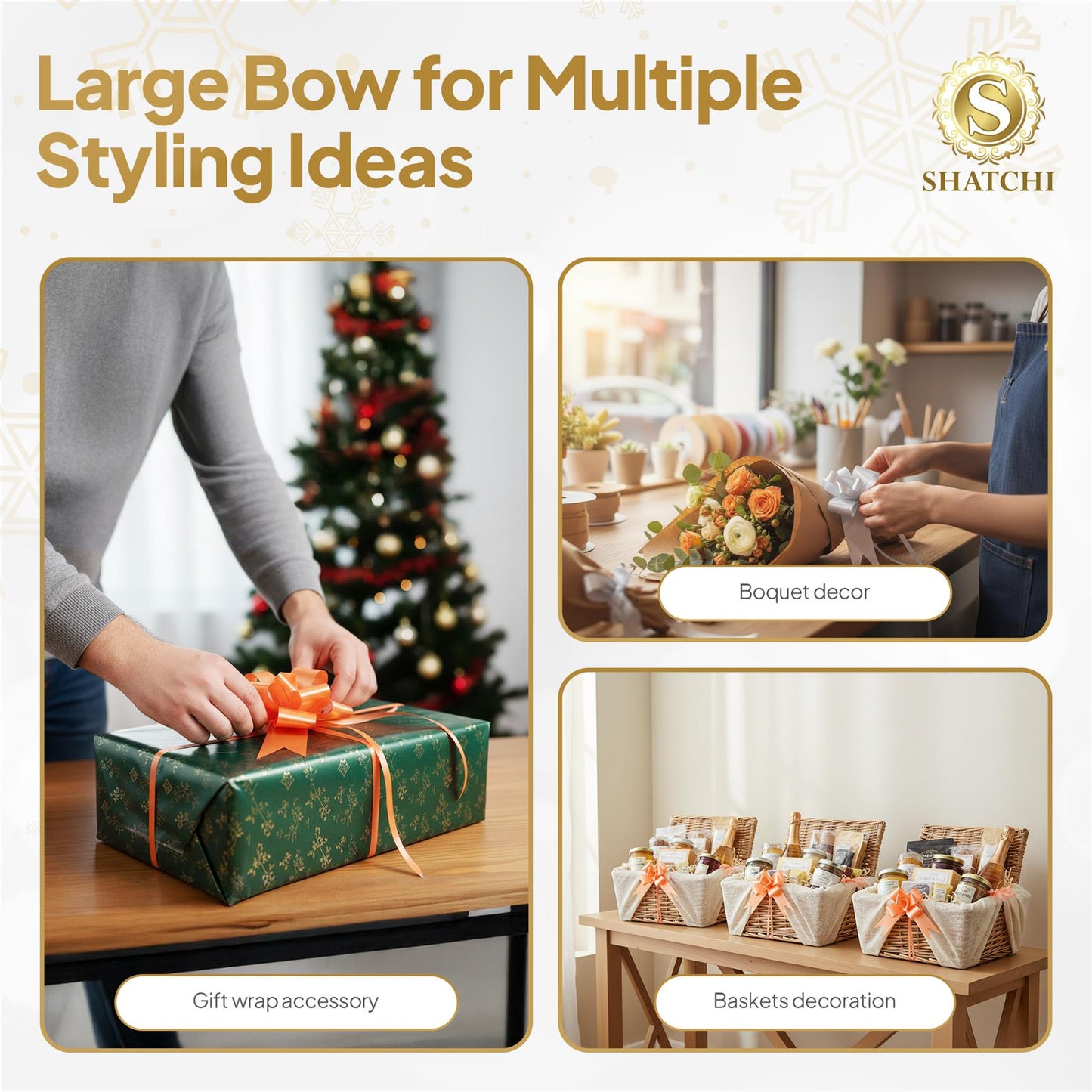 Shatchi 60pcs Orange 50mm/5cm Pull Bows Gift Wrap & Hampers