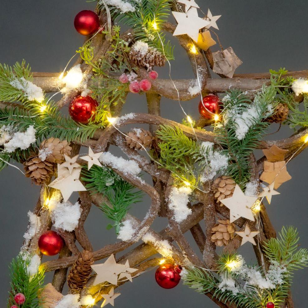 45cm Wooden Star with 20 LED Lights