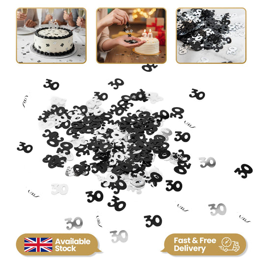 2x 14g 30th Black Happy Birthday Confetti