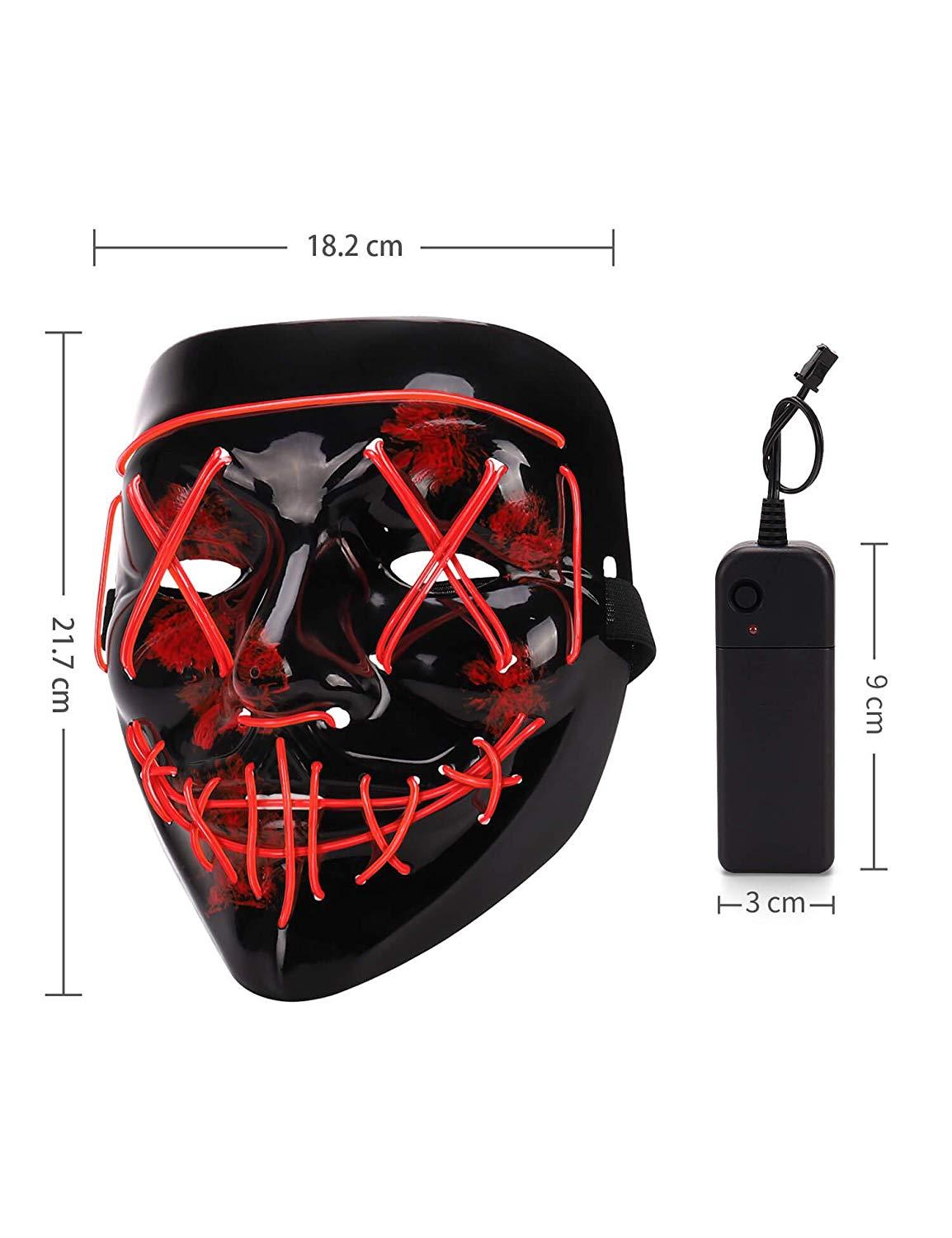 Halloween LED Stitched Purge Mask - RED