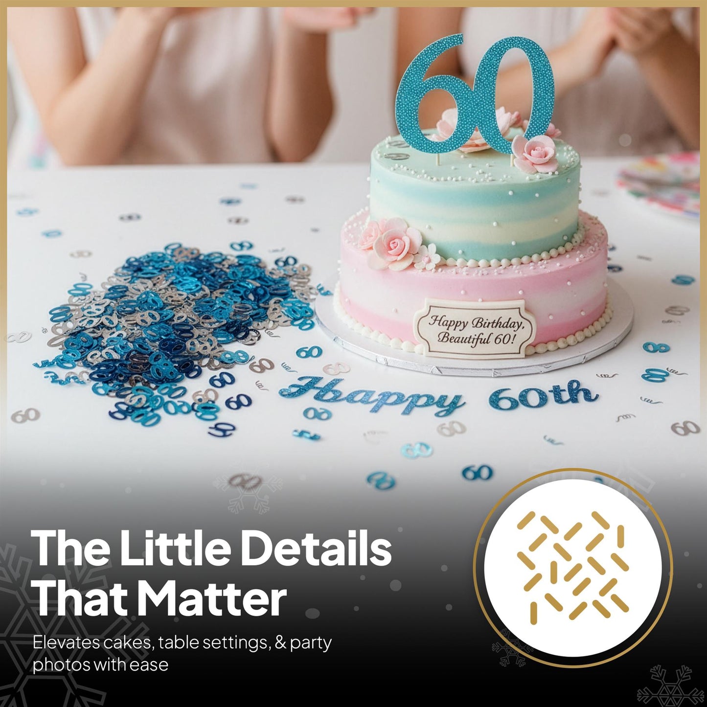 2 Packs of 14g 60th Blue Happy Birthday Confetti Sprinkles