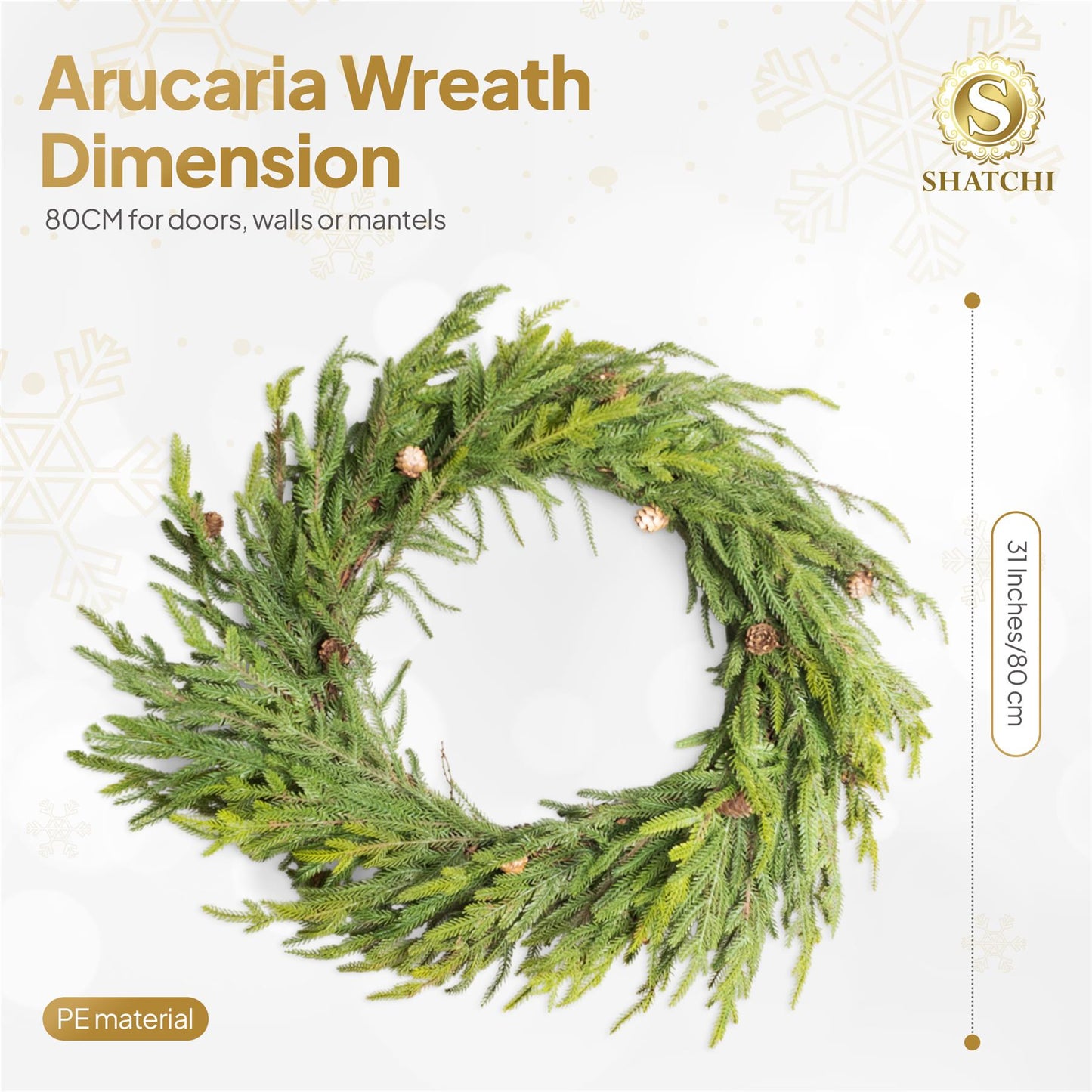 80 ARAUCARIA WITH MINI PINE CONES WREATH