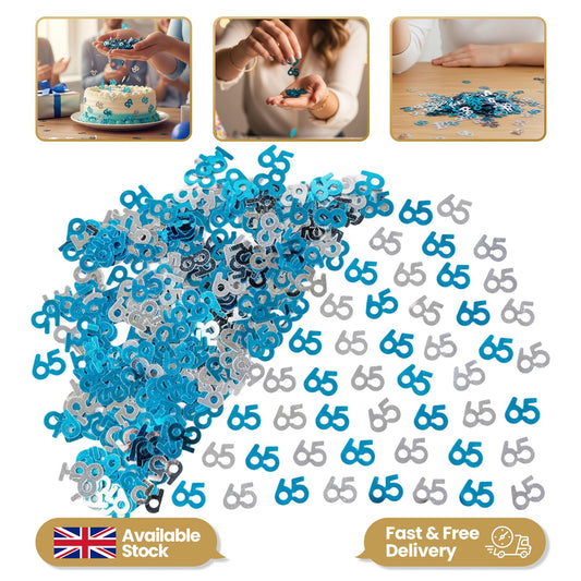 2 x 14g Blue & Silver 65th Confetti