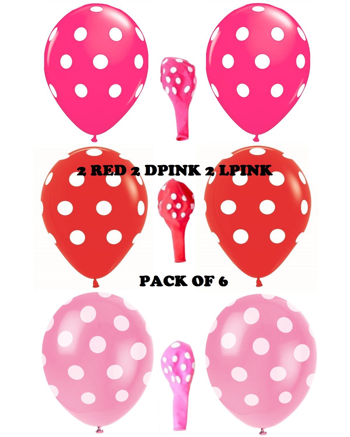 6pcs 12" Polka Dot Dark Pink & Light Pink Balloons