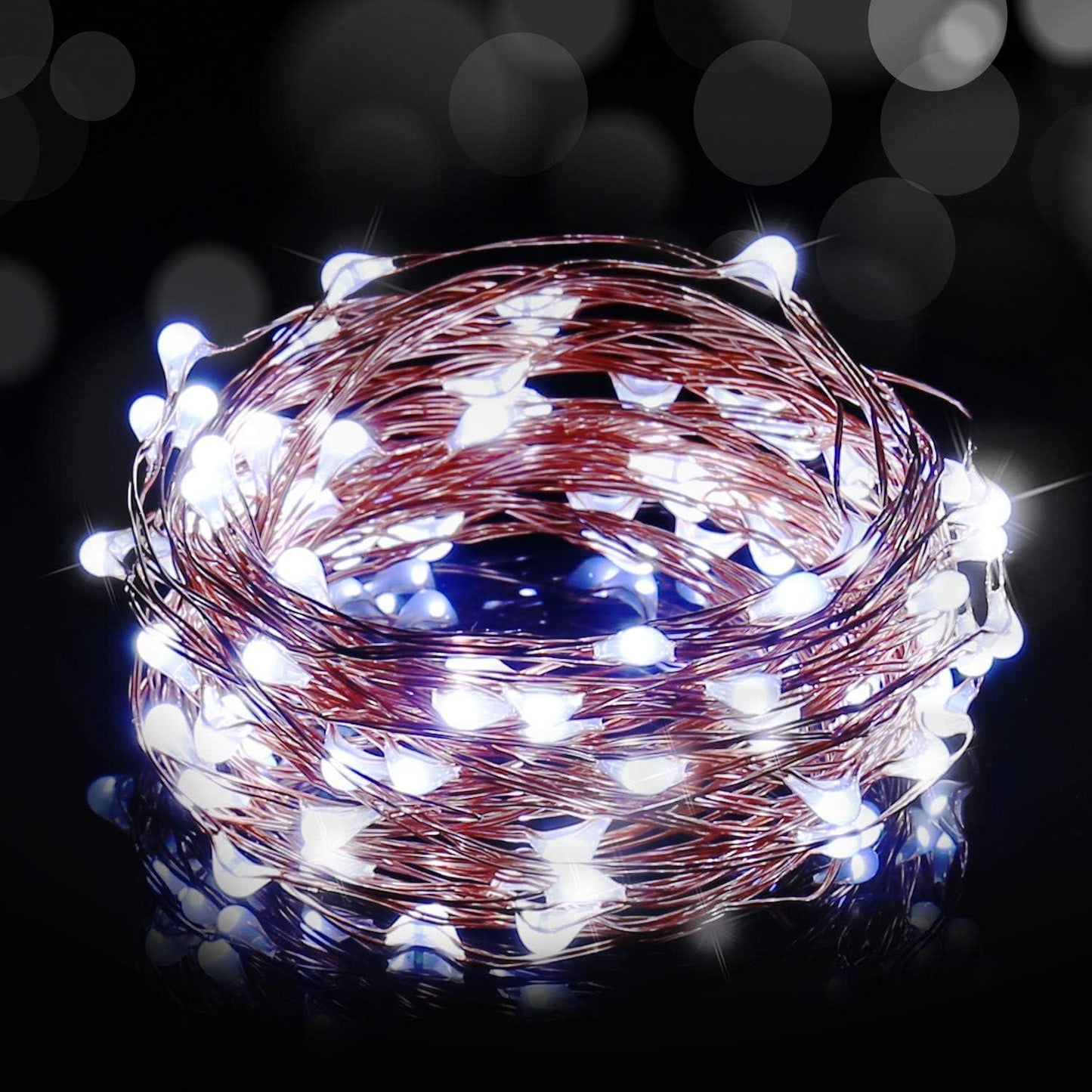 2 Sets of 100 White Micro Rice LED Battery Fairy String Lights 10m