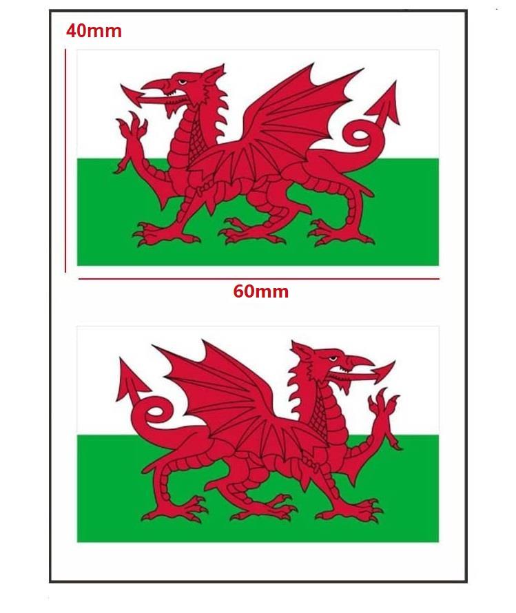 20 Welsh Flag Stickers