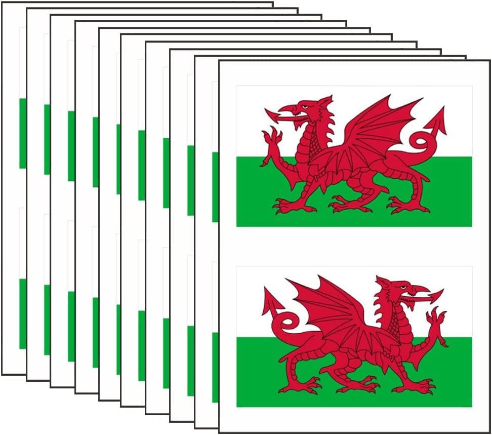 20 Welsh Flag Stickers