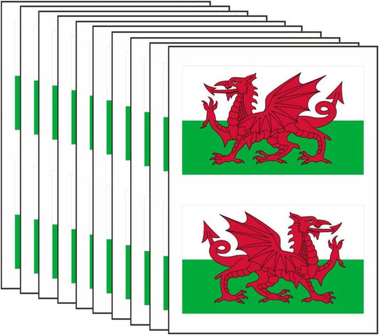 20 Welsh Flag Stickers