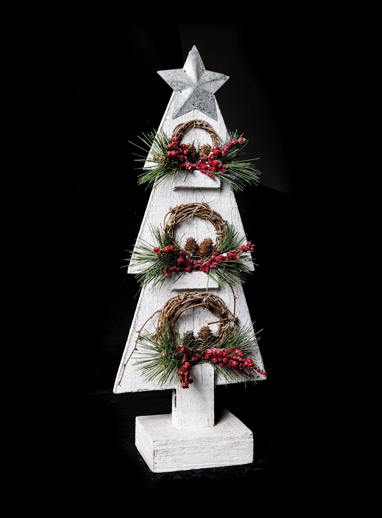 Grey Wooden Tree with White Bulbs