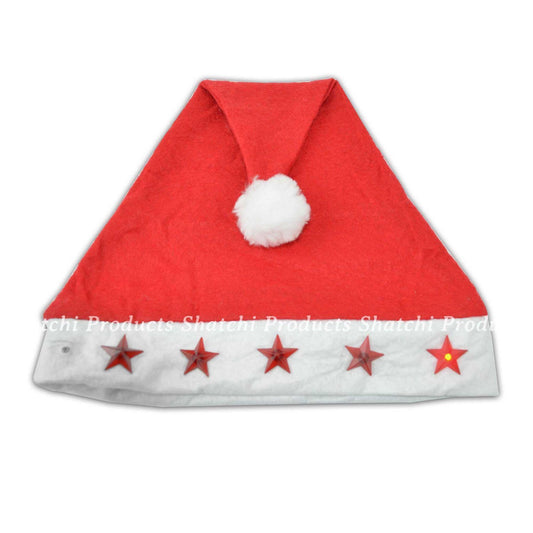 1 x Father Christmas Santa Hat with Flashing Lights