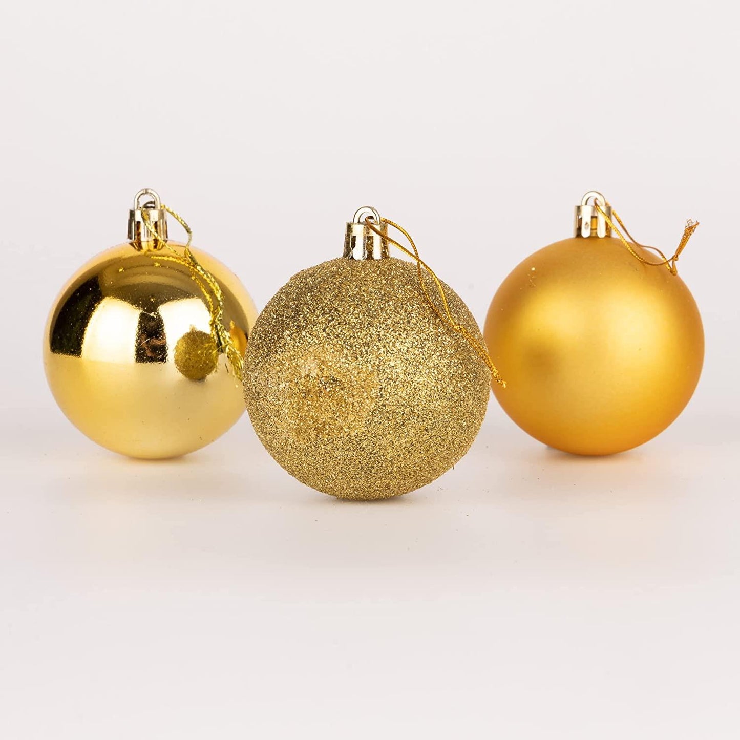 18 Deep Gold Baubles 6cm PVC Set