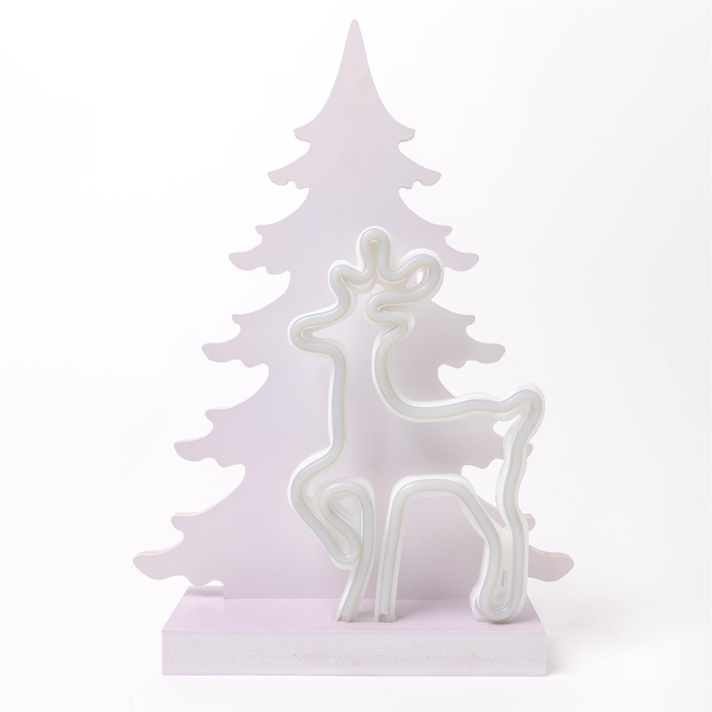 Wooden Neon Reindeer Silhouette - 40cm