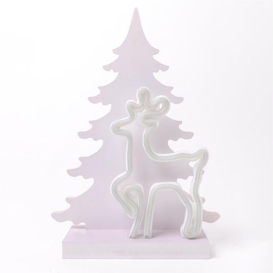 Wooden Neon Reindeer Silhouette - 40cm