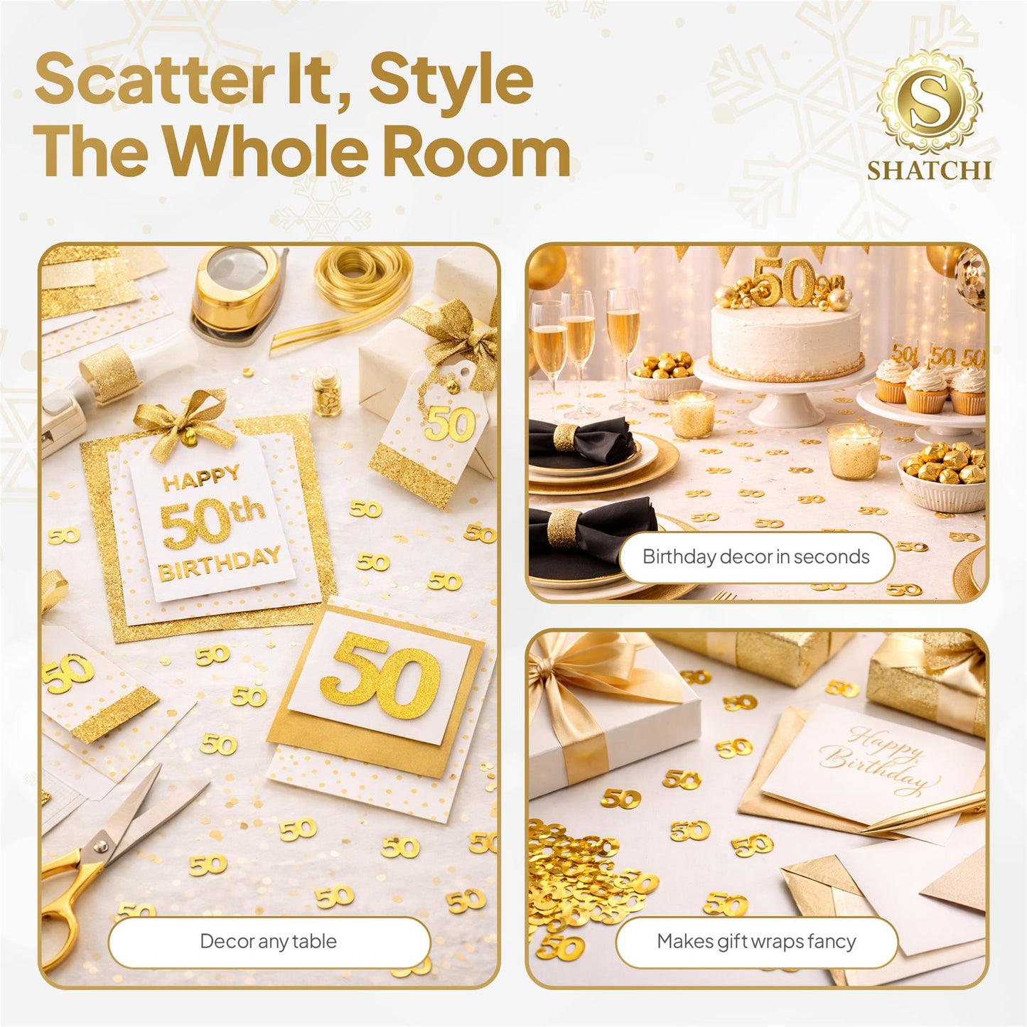 2 x 14g 50th Gold-Anni Birthday Confetti