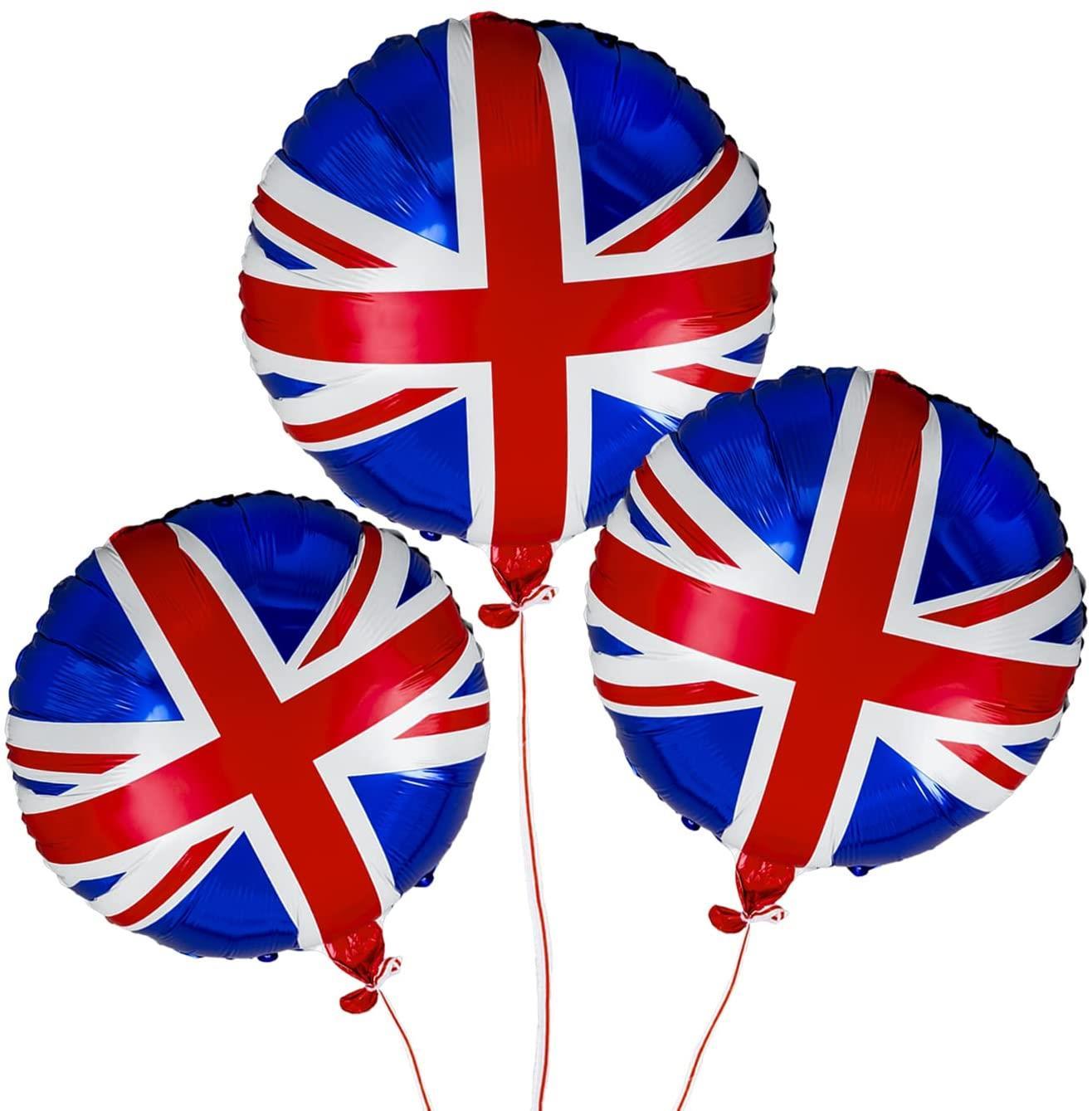 10 Union Jack Foil Balloons 18Inch