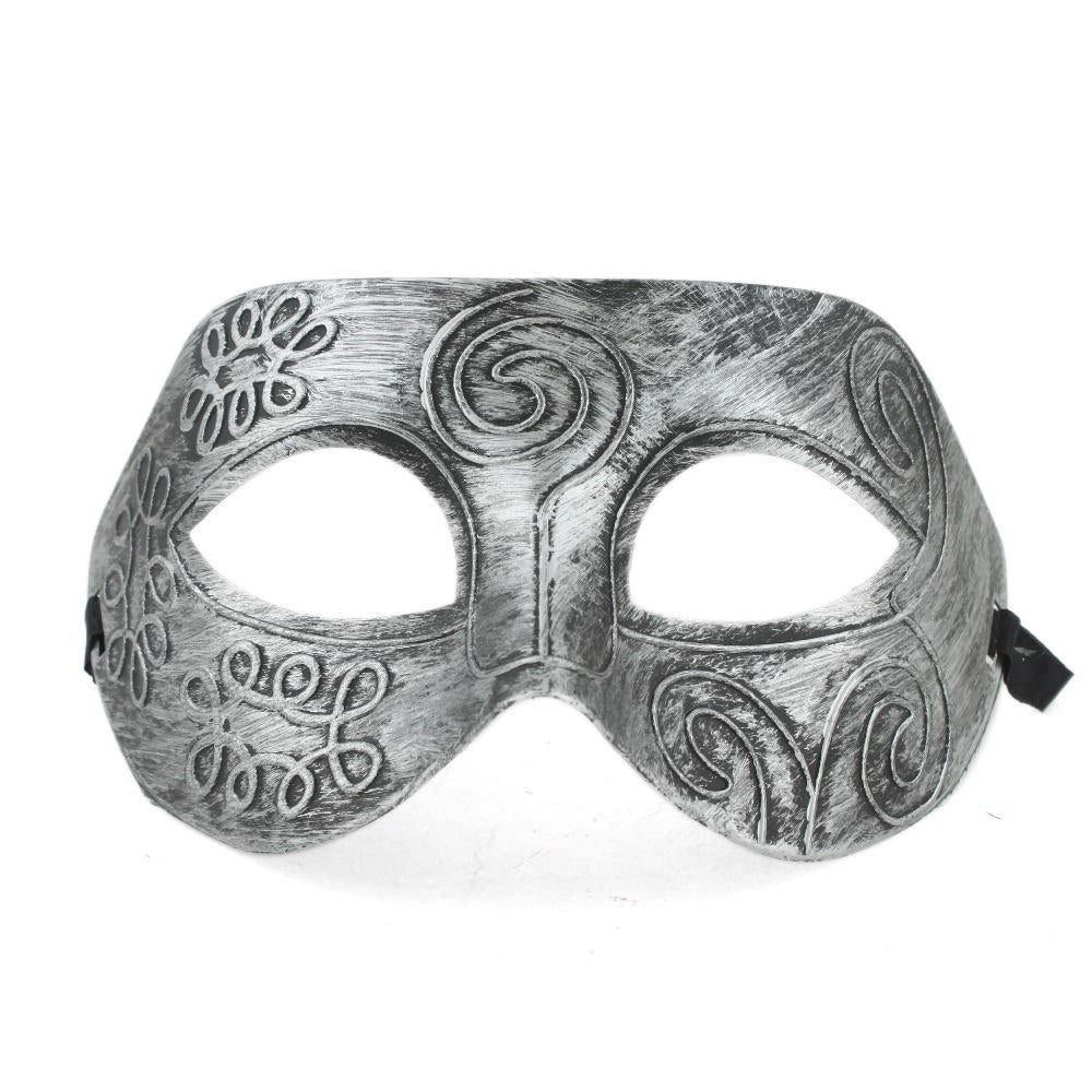 Mens Silver Masquerade Greek Roman Mask